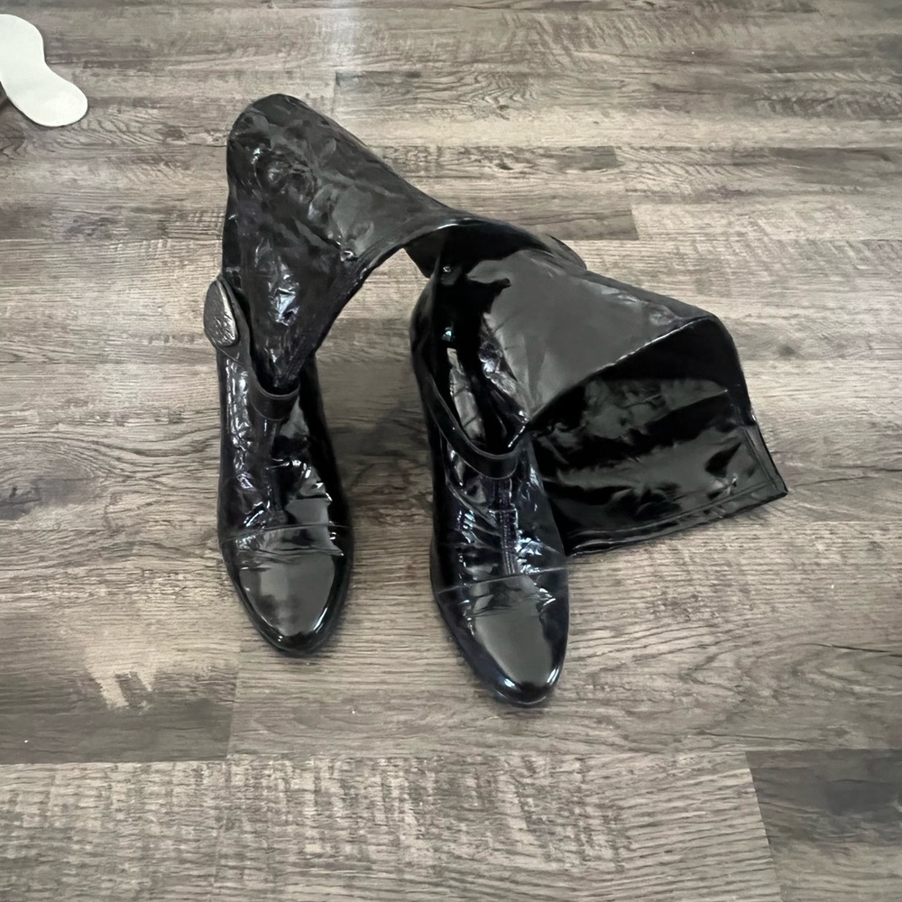 Faux leather heeled boots